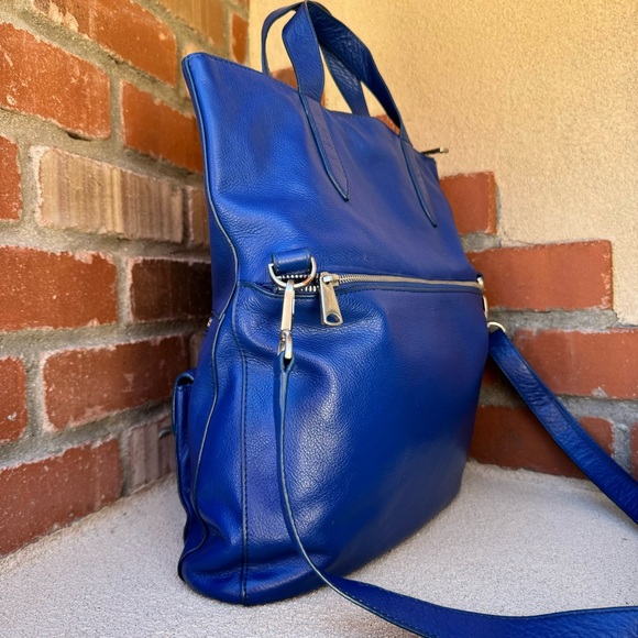 Fossil💙Riley Leather Large Fold Over Crossbody Satchel/Tote Bag w/Bow Scarf - Picture 10 of 15